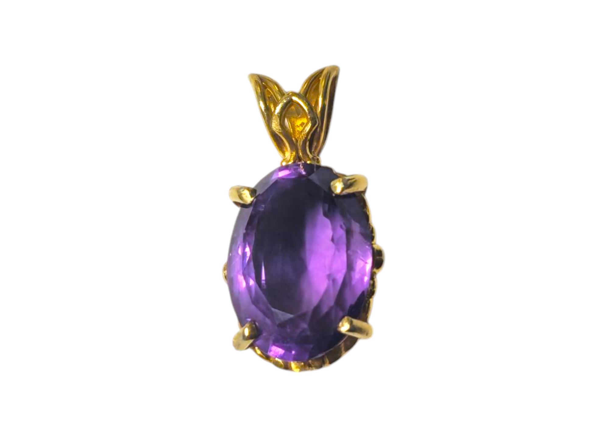 7 Carat Amethyst Pendant in 14k Gold