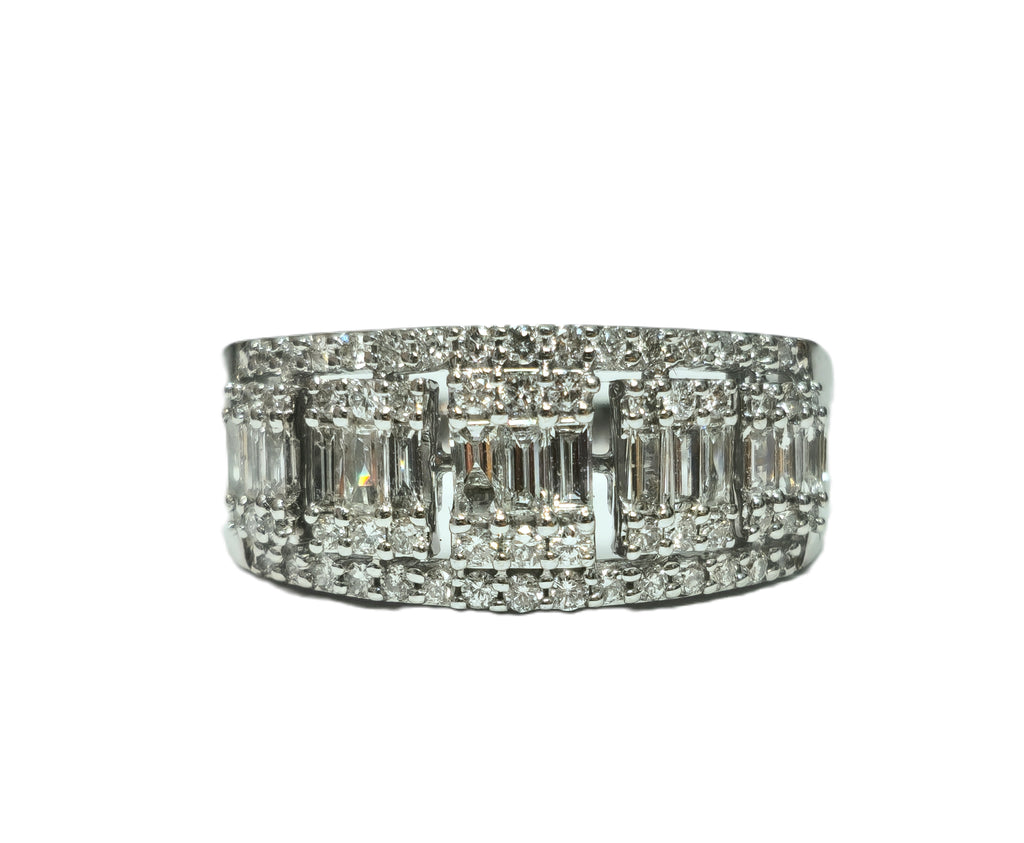 Womens, Vintage 1.35ct Diamonds in 14k White Gold Ring - Pristine Diamonds