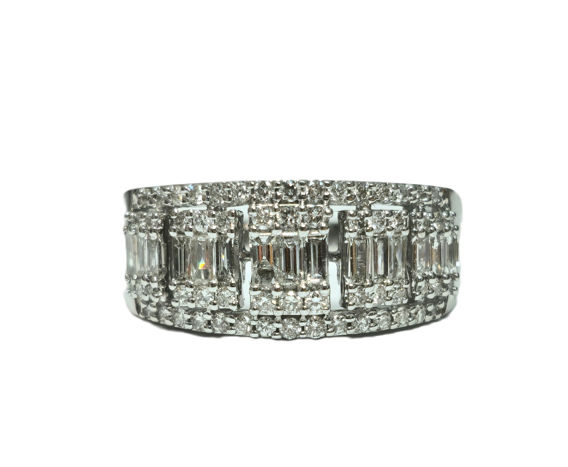 Womens, Vintage 1.35ct Diamonds in 14k White Gold Ring - Pristine Diamonds