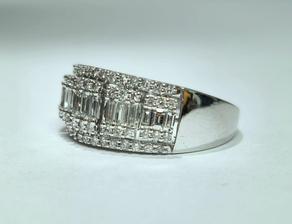 Womens, Vintage 1.35ct Diamonds in 14k White Gold Ring - Pristine Diamonds