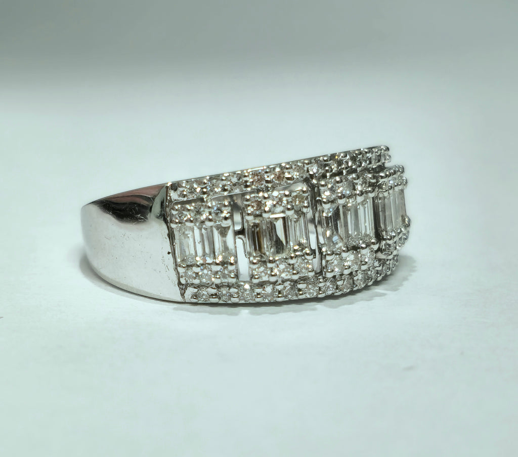 Womens, Vintage 1.35ct Diamonds in 14k White Gold Ring - Pristine Diamonds