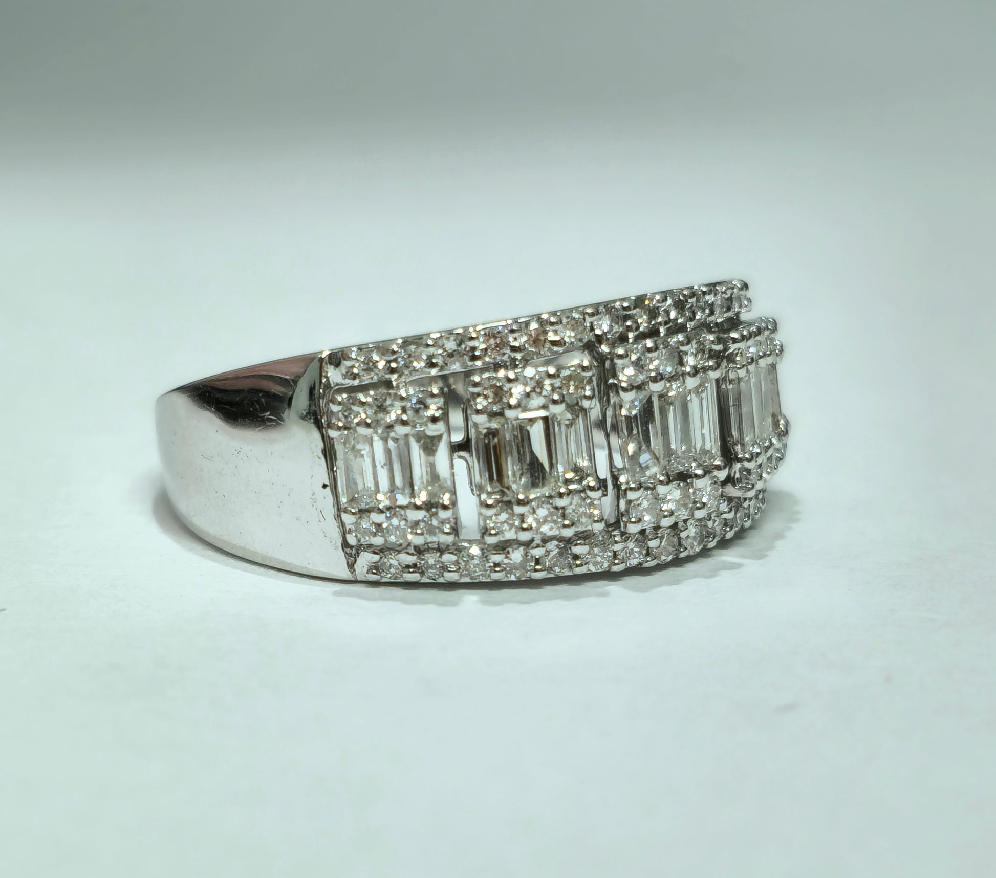 Womens, Vintage 1.35ct Diamonds in 14k White Gold Ring - Pristine Diamonds