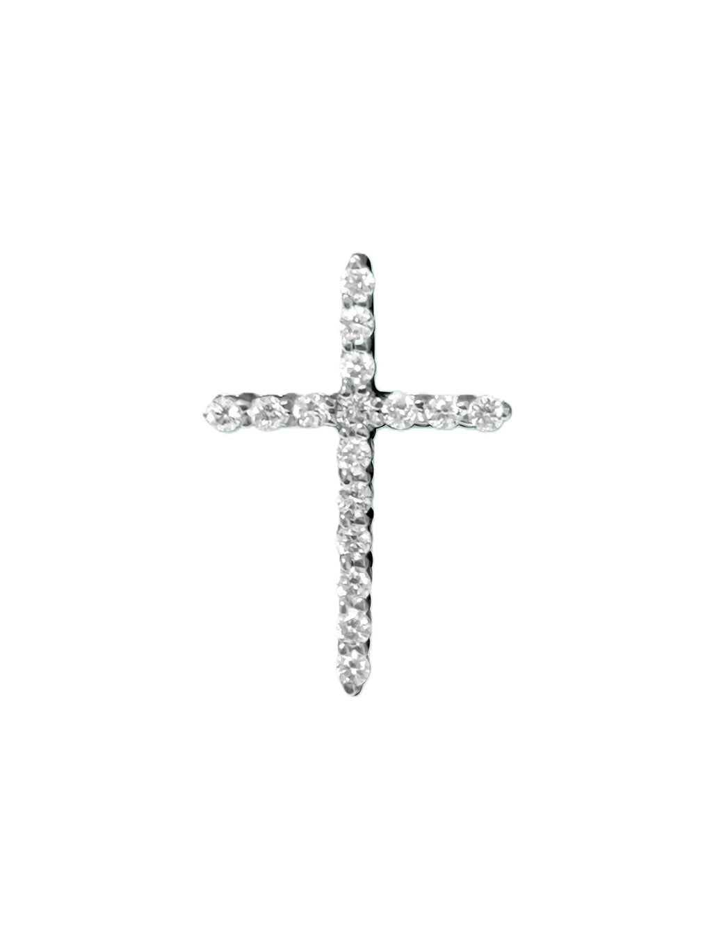 Unisex 14K white gold and diamond religious cross pendant, featuring sparkling diamonds, by Prince The Jeweler.