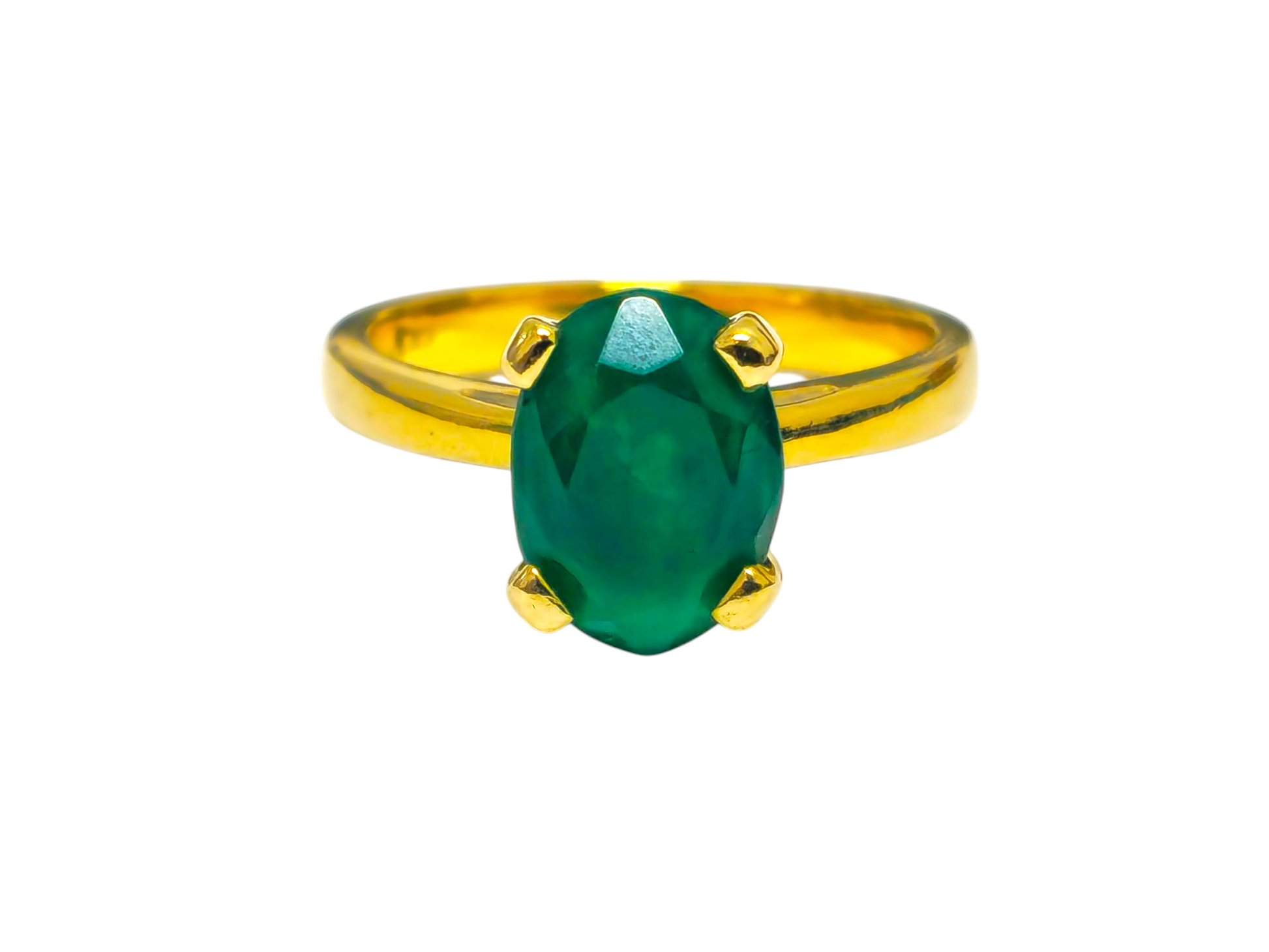 Solitaire Emerald Ring in 14K Gold