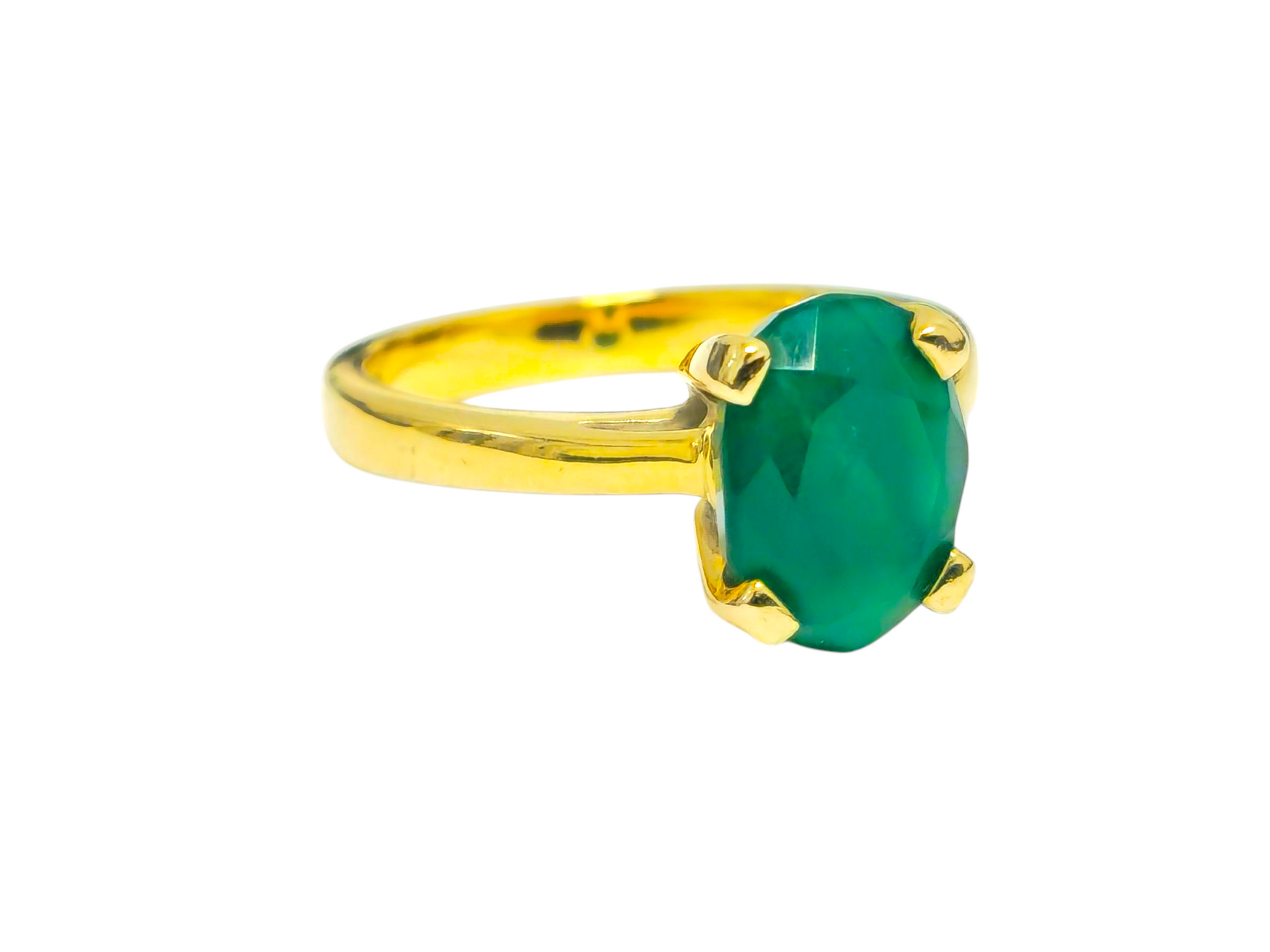 Solitaire Emerald Ring in 14K Gold