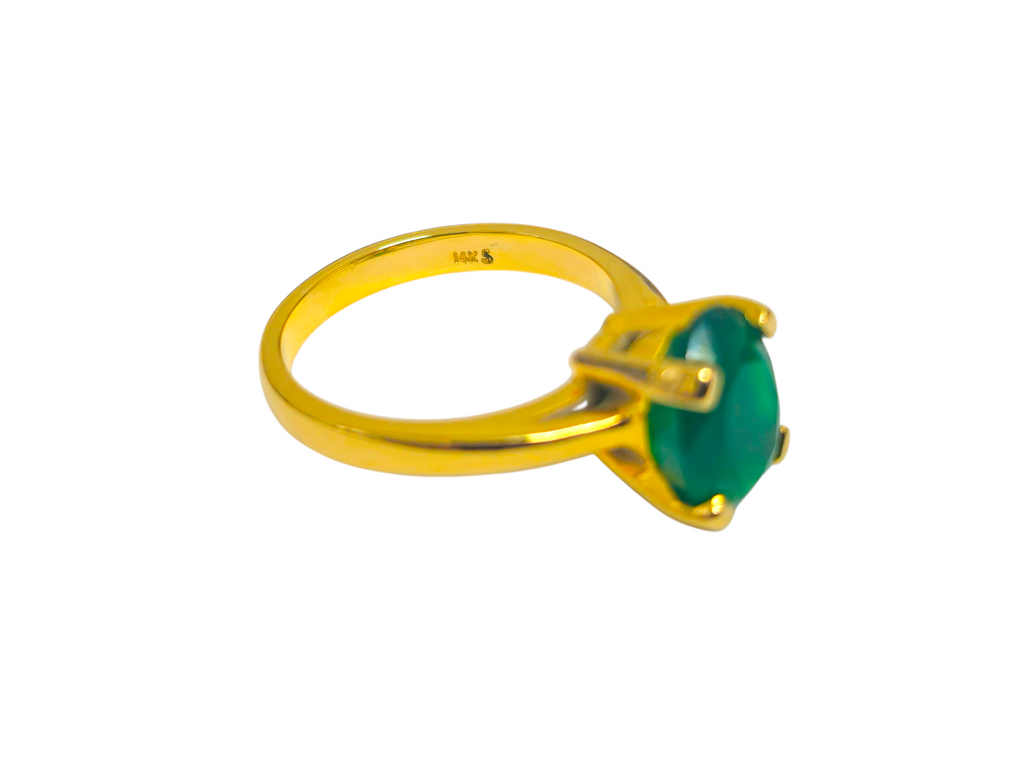 Solitaire Emerald Ring in 14K Gold
