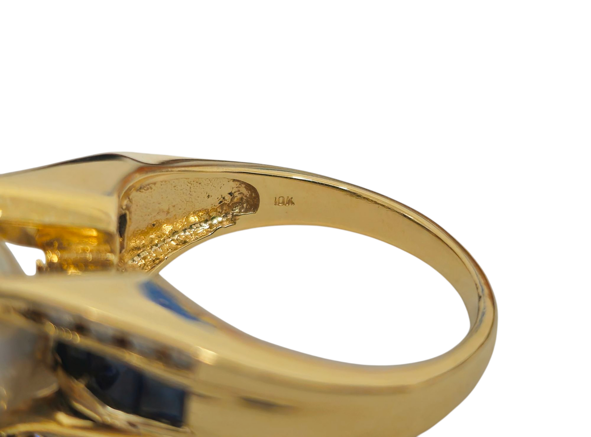 RARE Pearl, Diamond and Blue Sapphire Ring