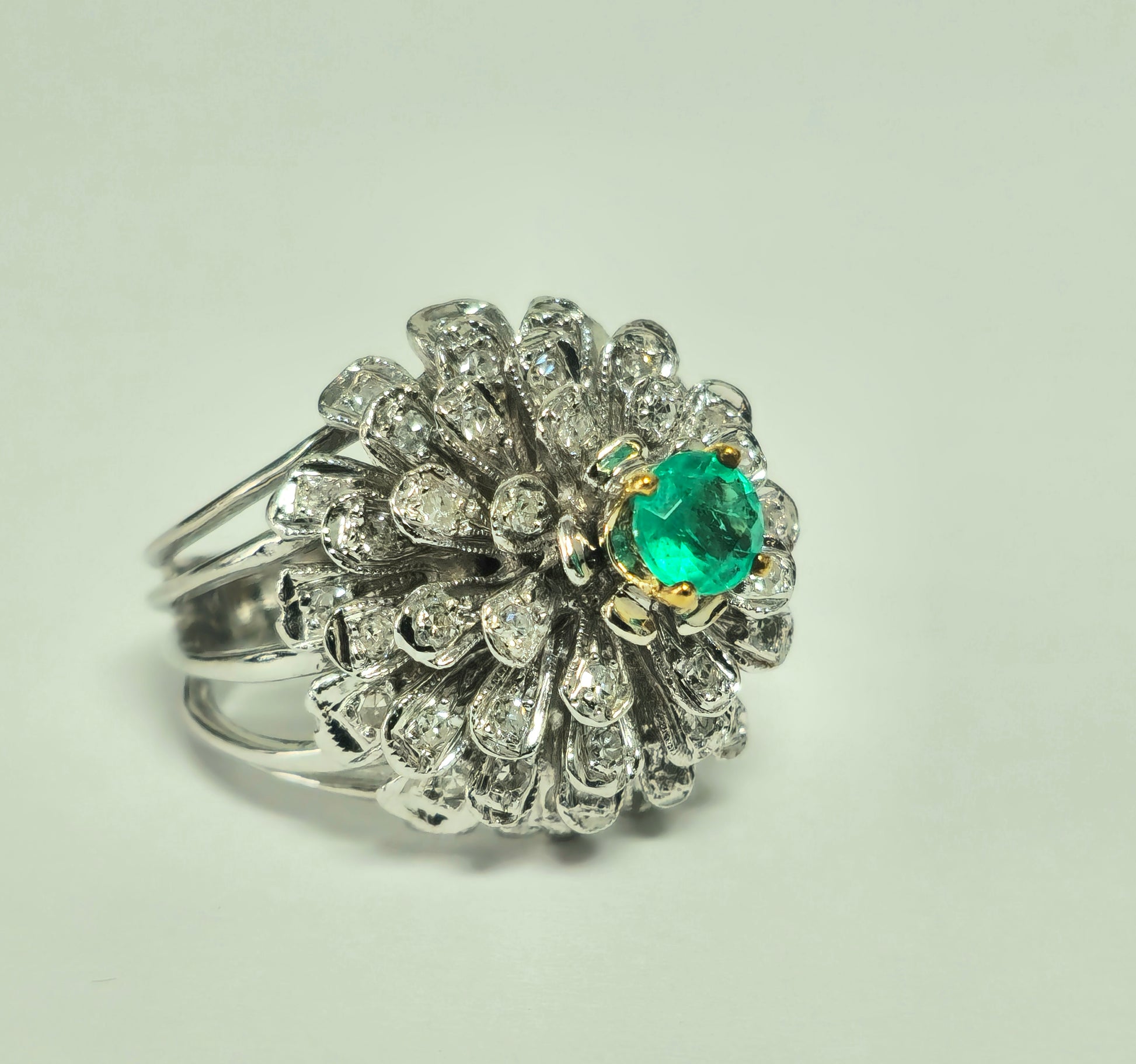 1.60ct VVS Diamond & Emerald in 14k Ring (Certified) - Pristine Diamonds