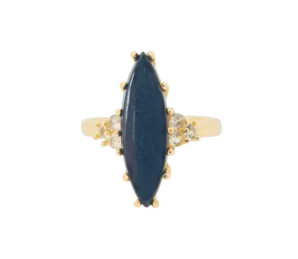 4.50 carat Black Onyx & Diamond Ring in 14k yellow gold