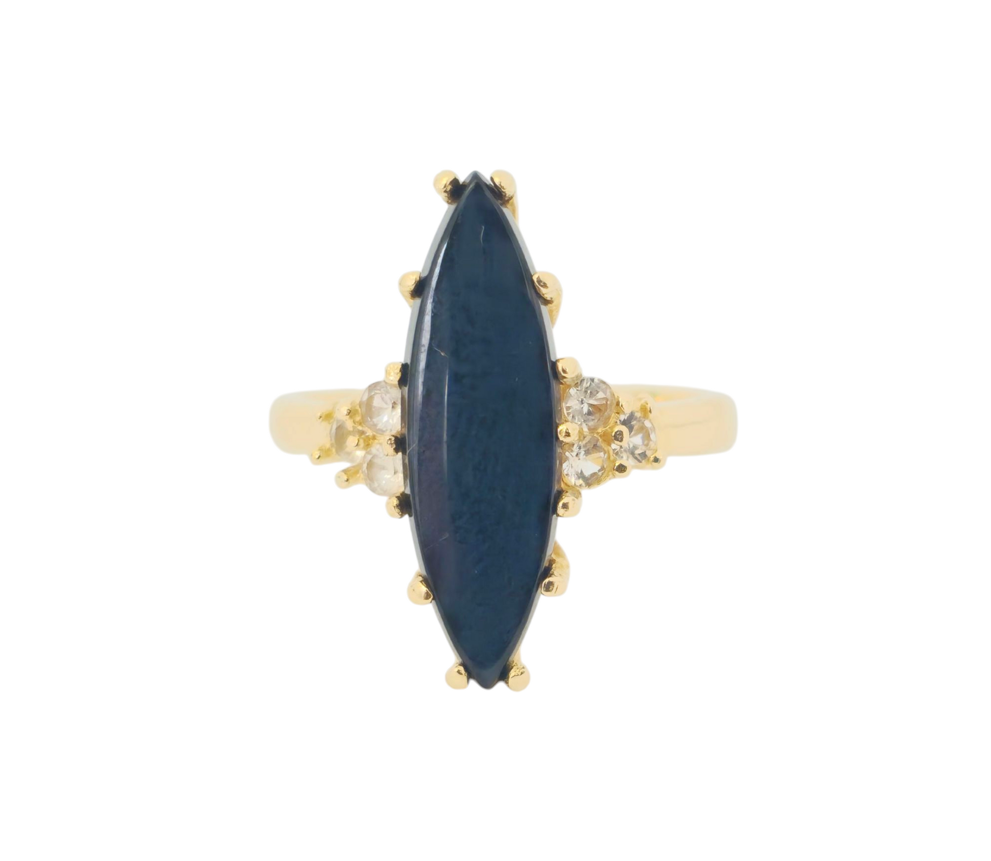 4.50 carat Black Onyx & Diamond Ring in 14k yellow gold