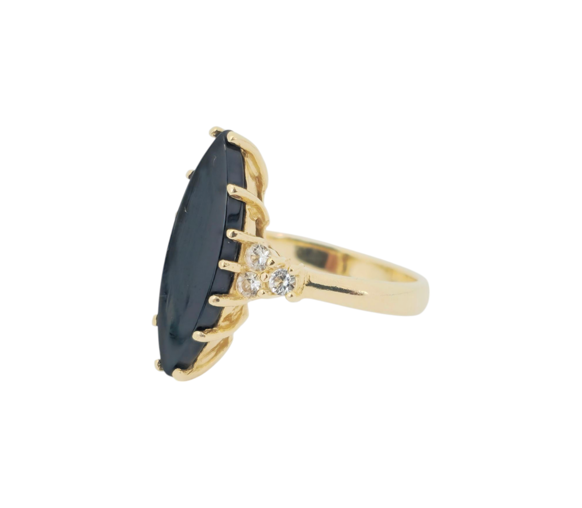 4.50 carat Black Onyx & Diamond Ring in 14k yellow gold