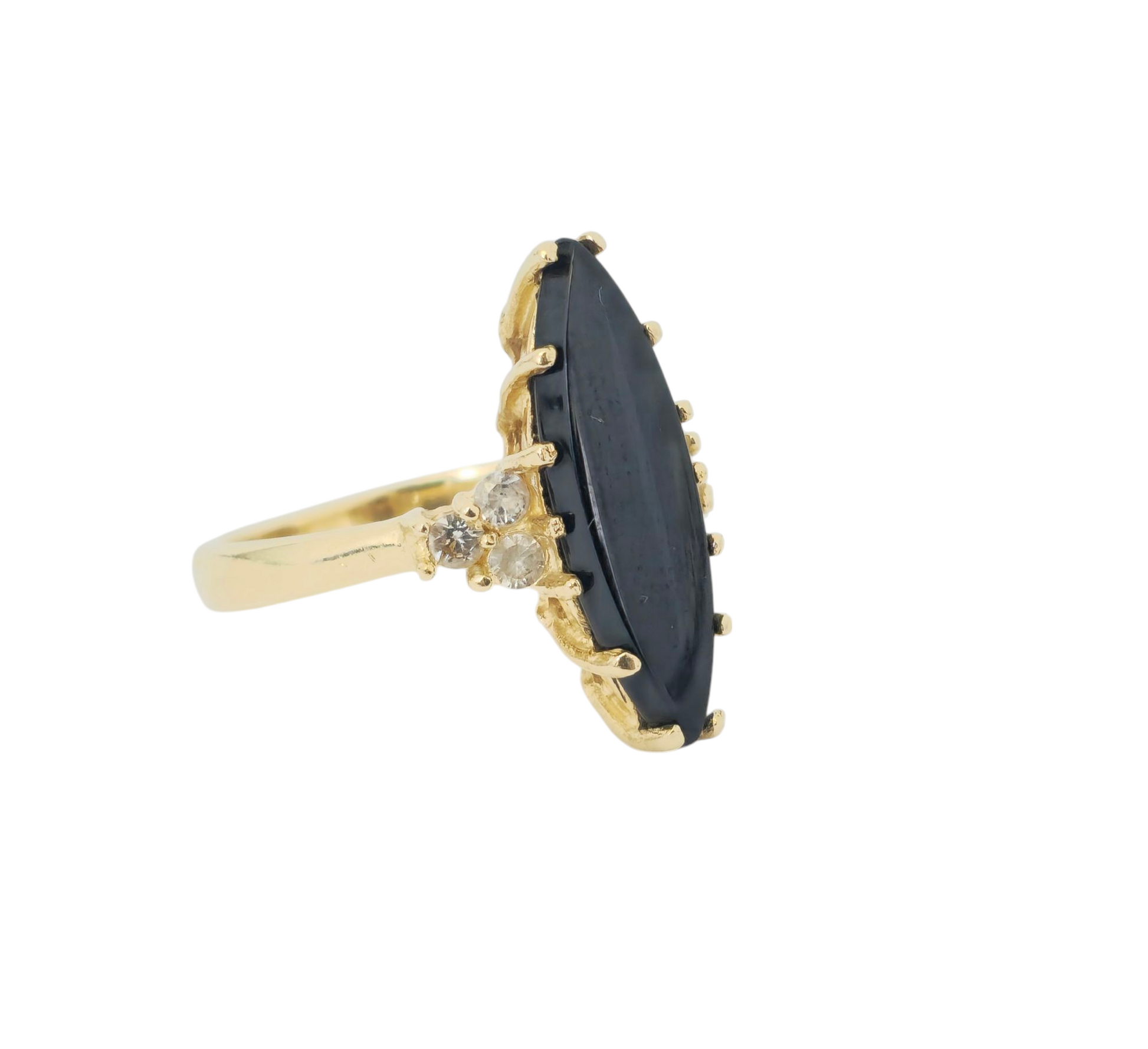 4.50 carat Black Onyx & Diamond Ring in 14k yellow gold