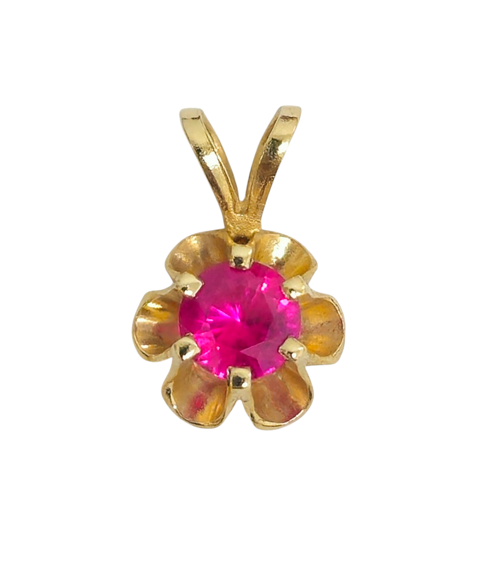 Solitaite Ruby Pendant in 14k Gold