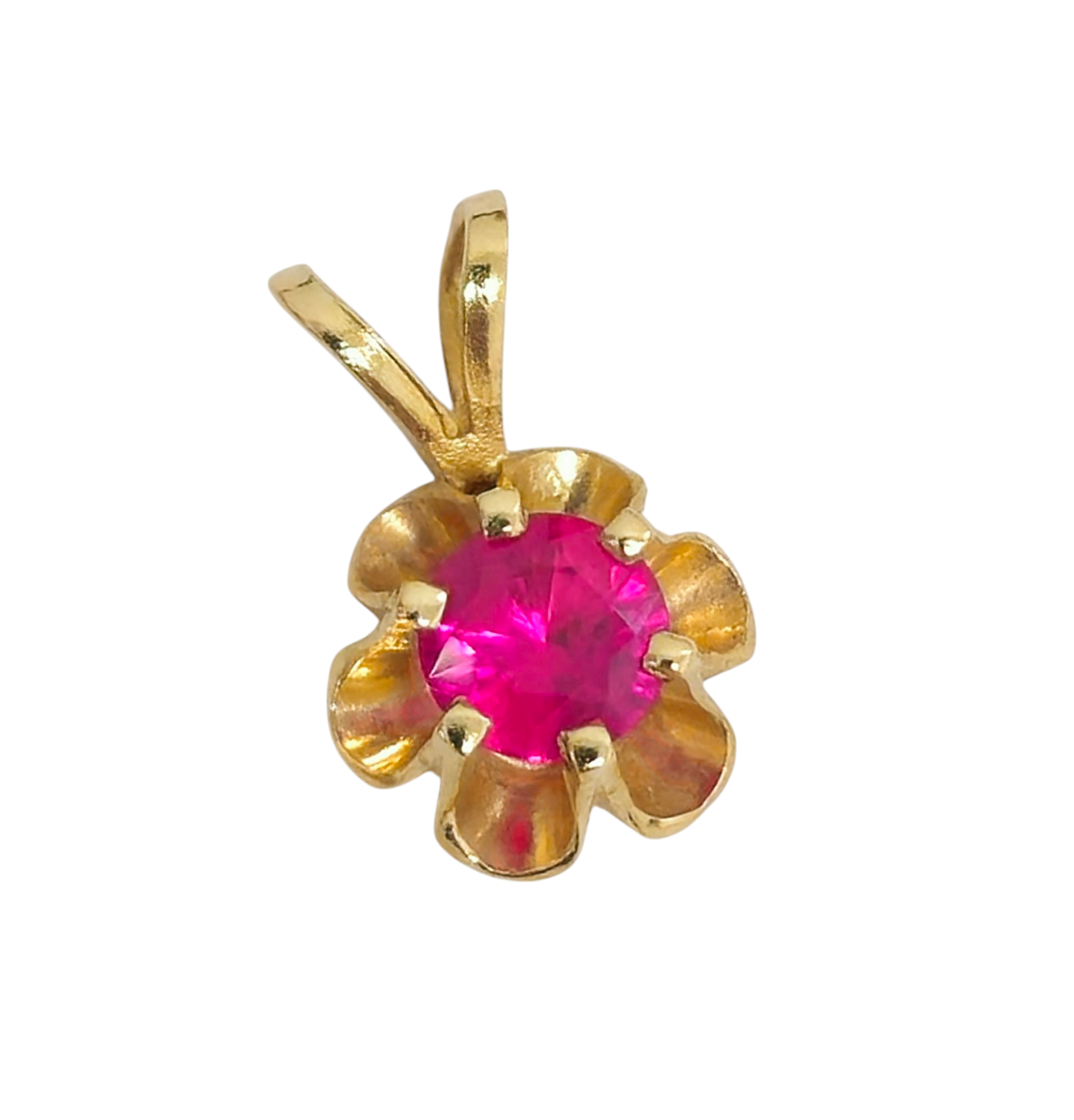 Solitaite Ruby Pendant in 14k Gold