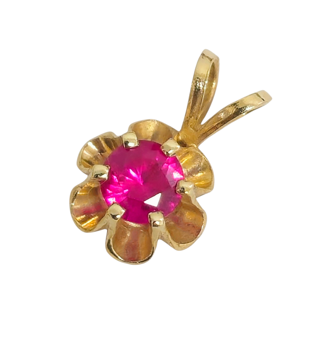 Solitaite Ruby Pendant in 14k Gold