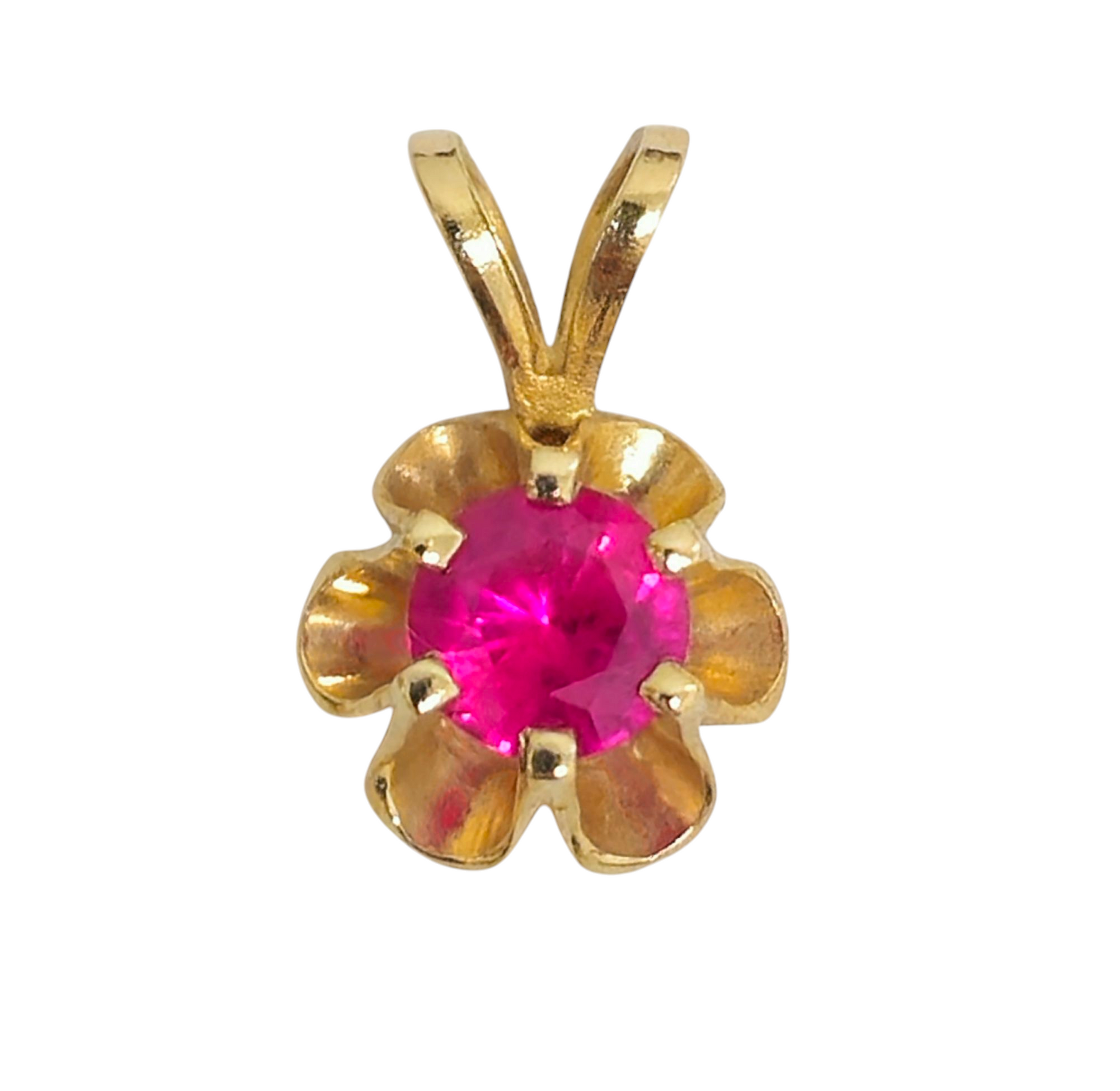 Solitaite Ruby Pendant in 14k Gold