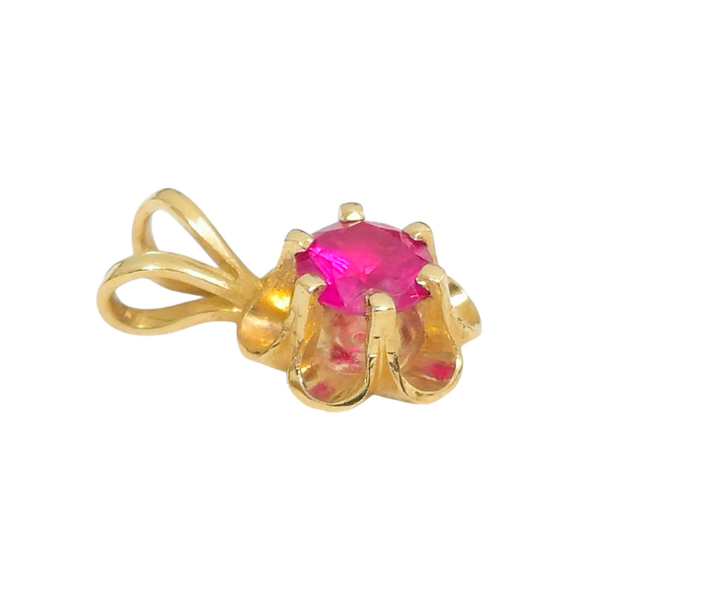 Solitaite Ruby Pendant in 14k Gold