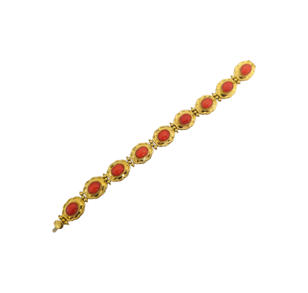 RARE 27 Carat Coral Bracelet in 18k Yellow Gold