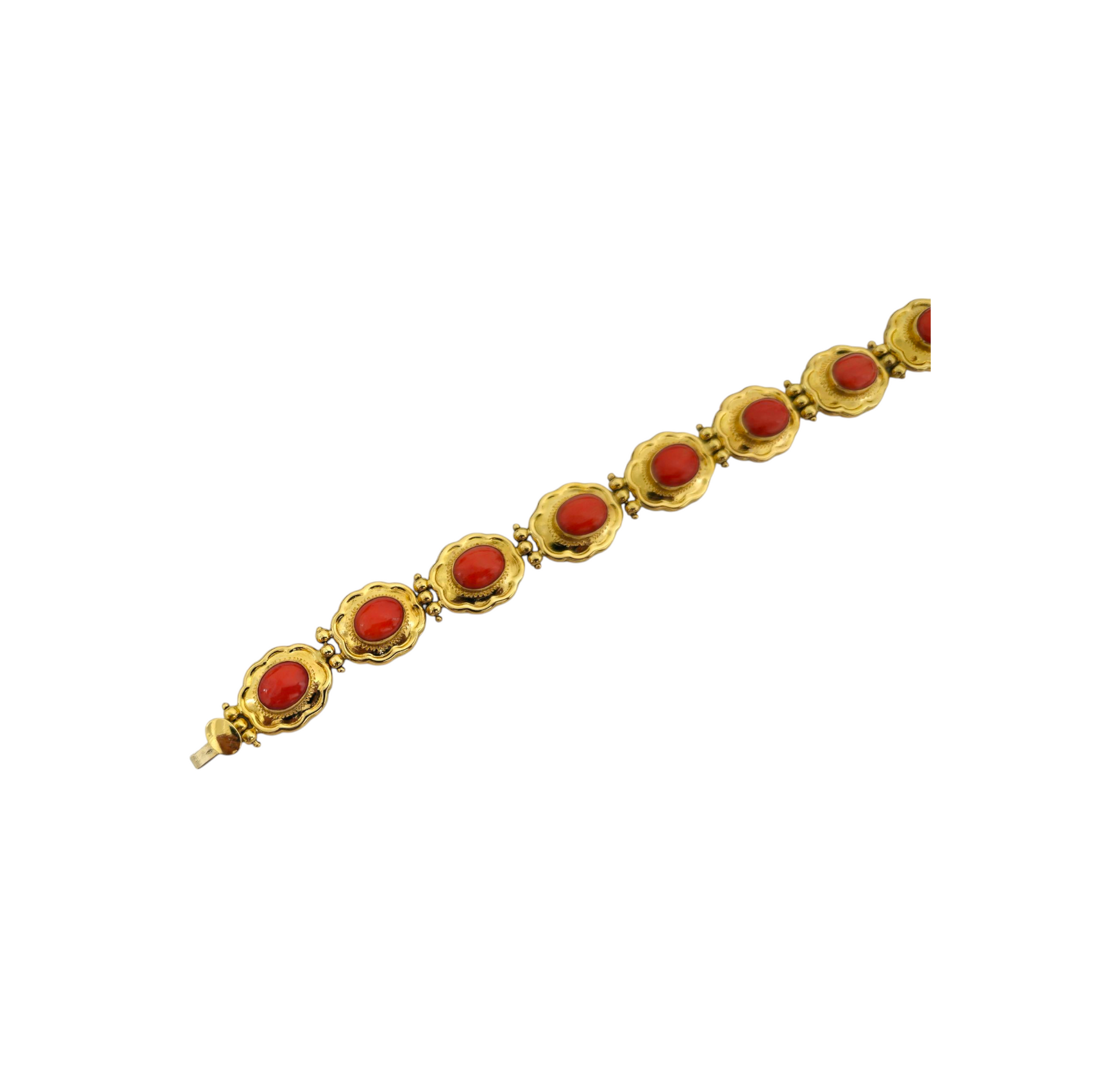 RARE 27 Carat Coral Bracelet in 18k Yellow Gold