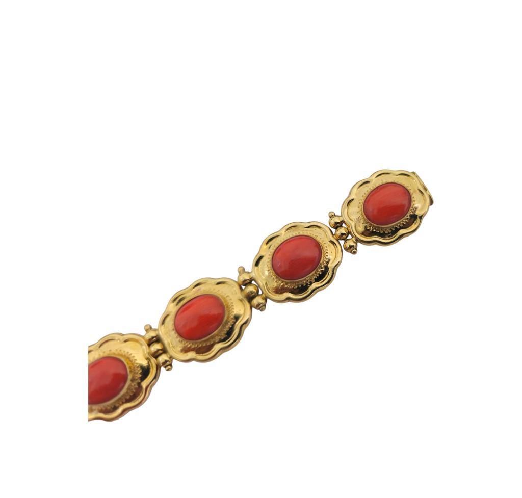 RARE 27 Carat Coral Bracelet in 18k Yellow Gold