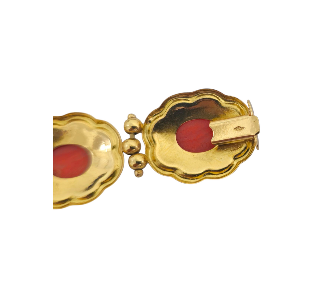 RARE 27 Carat Coral Bracelet in 18k Yellow Gold