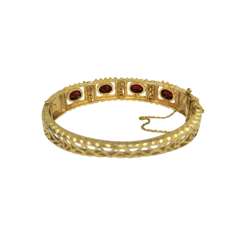 6 Carat Garnet Bracelet in 14k Yellow Gold