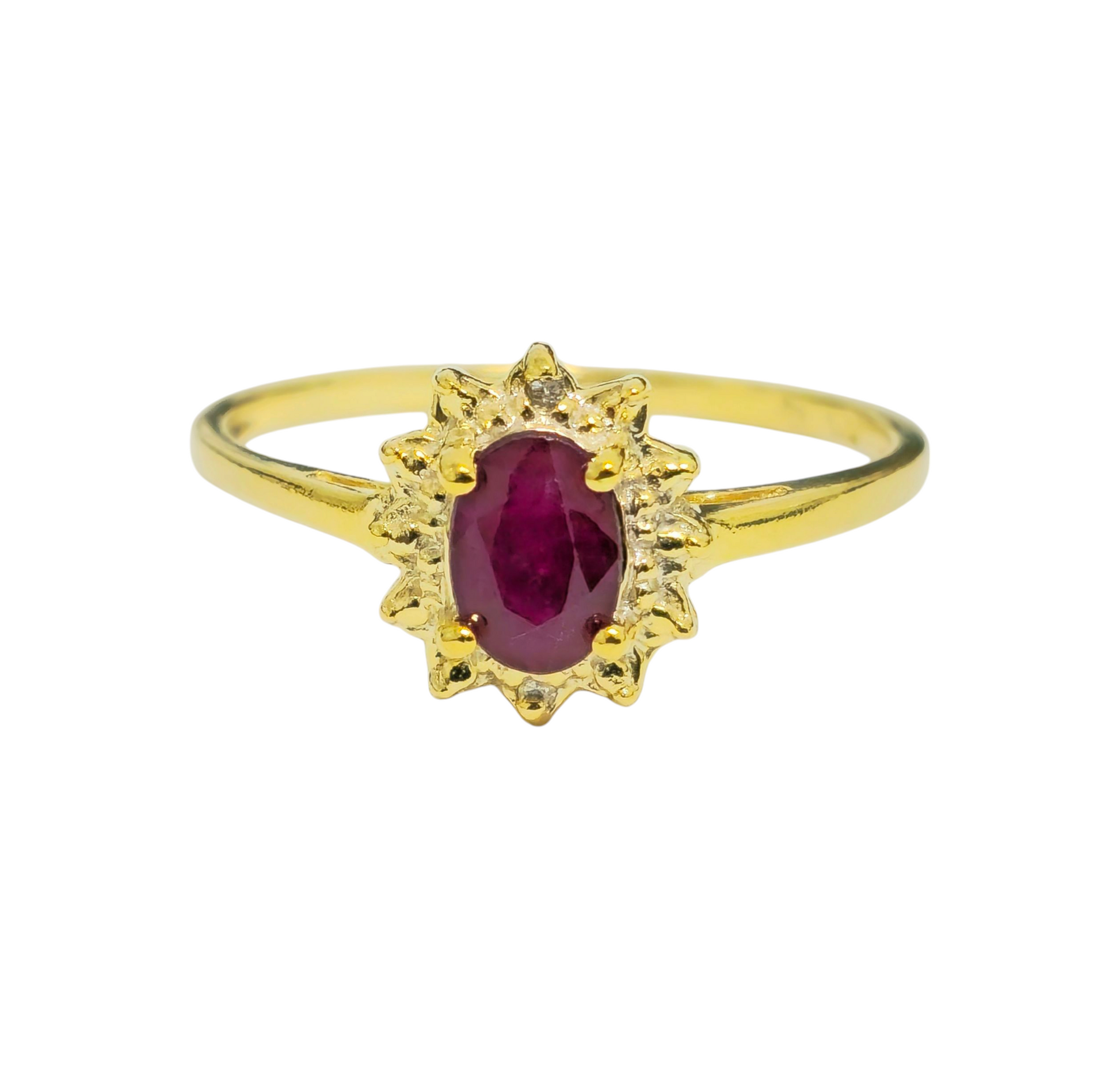 Vintage 0.50Ct Ruby & Diamond Ring 10k Gold