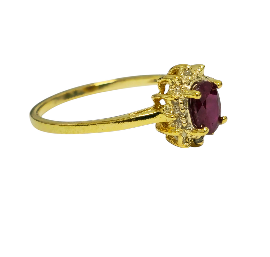 Vintage 0.50Ct Ruby & Diamond Ring 10k Gold