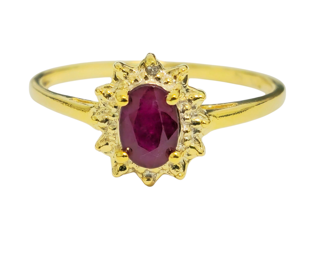 Vintage 0.50Ct Ruby & Diamond Ring 10k Gold