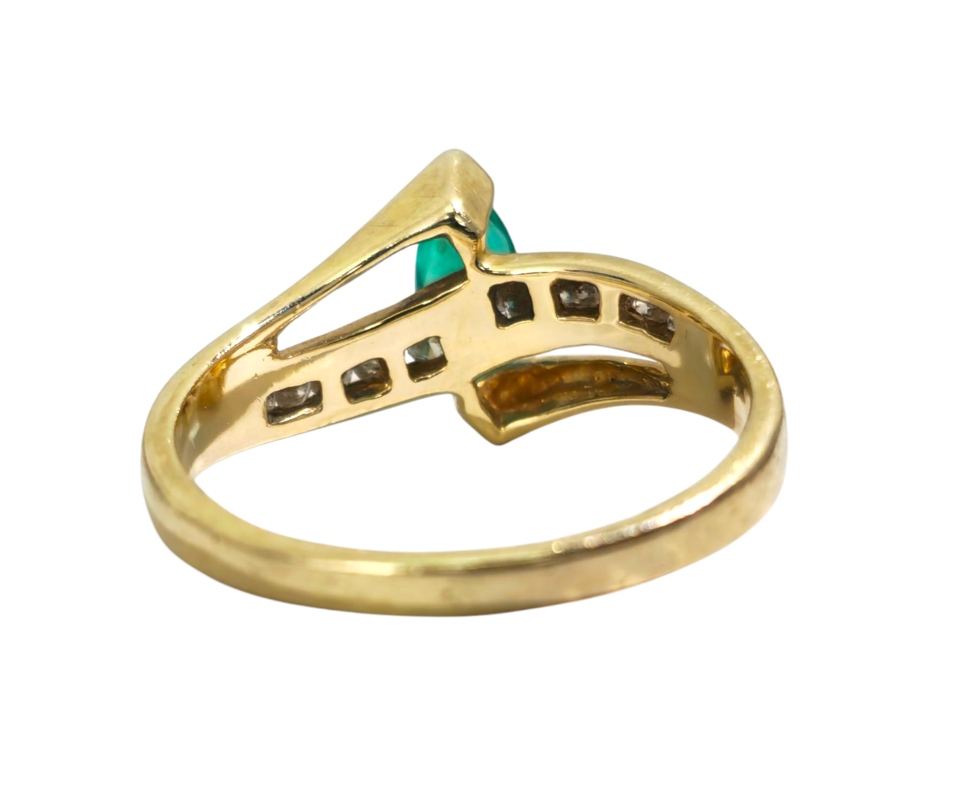 Marquise Emerald & Diamond RIng in 14k Gold - Pristine Diamonds