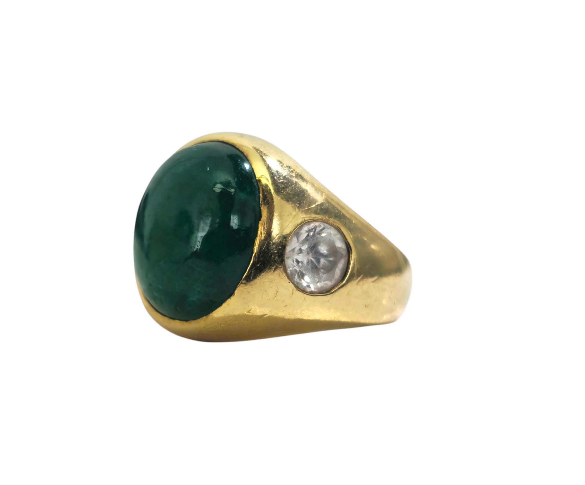 Jade & Diamond Ring in 18k Gold - Pristine Diamonds