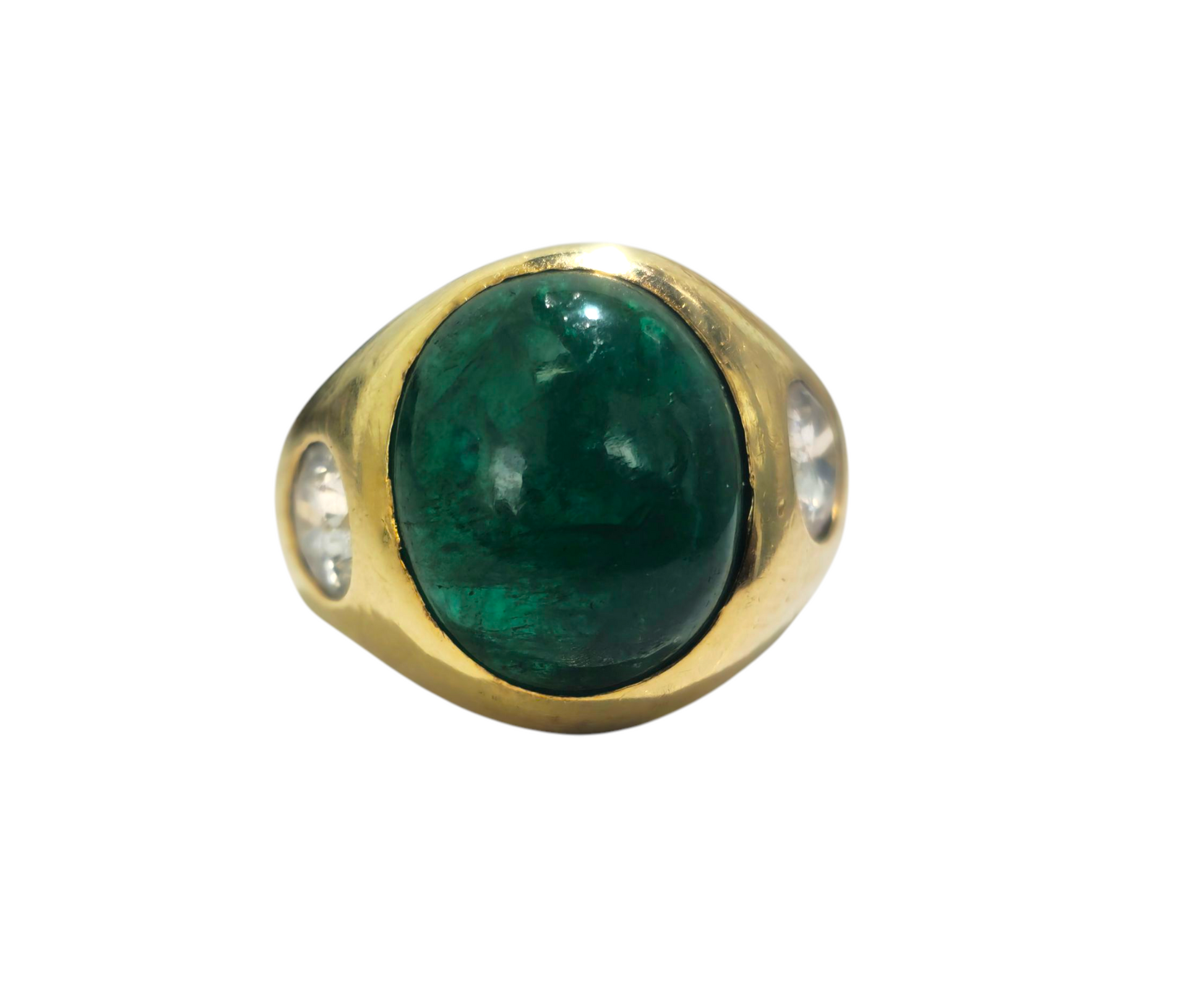 Jade & Diamond Ring in 18k Gold - Pristine Diamonds