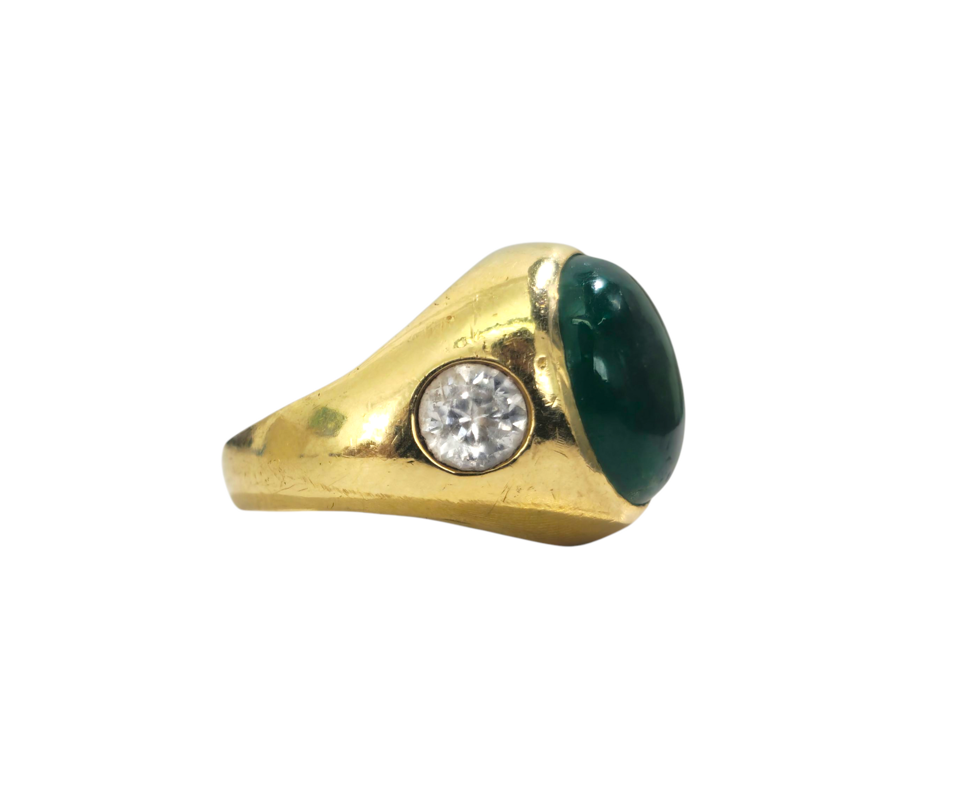 Jade & Diamond Ring in 18k Gold - Pristine Diamonds
