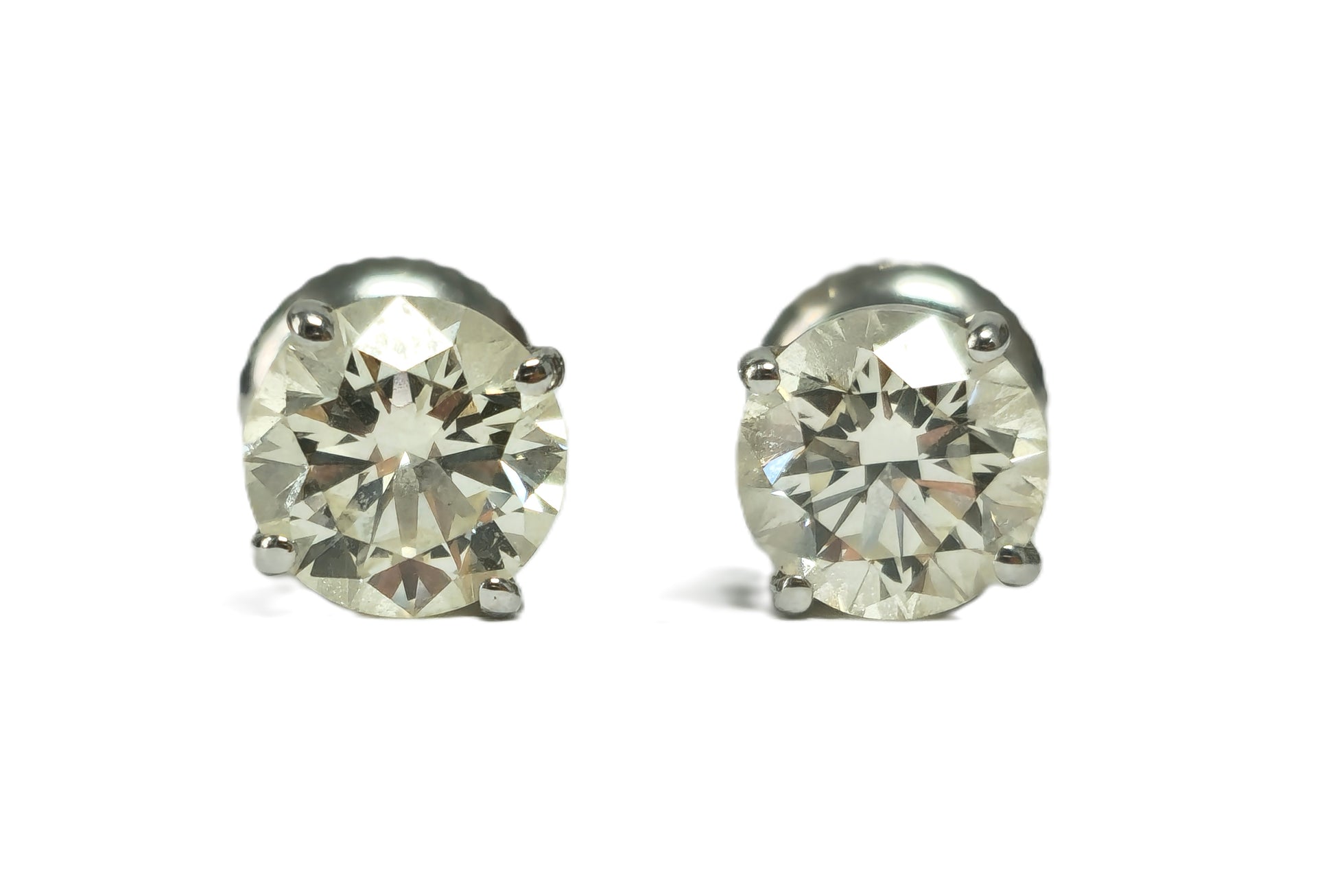 GIA Certified 2.00 Carat Diamond Studs in White Gold - Pristine Diamonds
