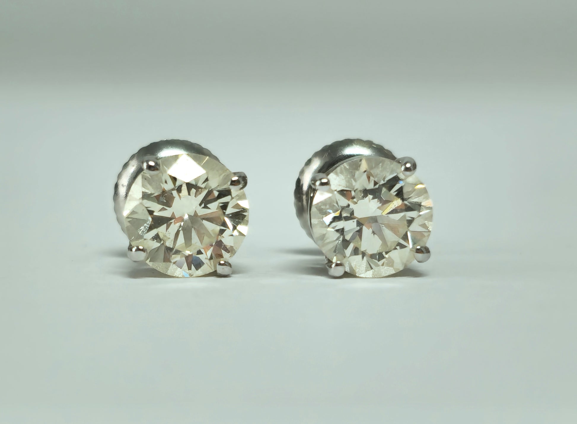 GIA Certified 2.00 Carat Diamond Studs in White Gold - Pristine Diamonds