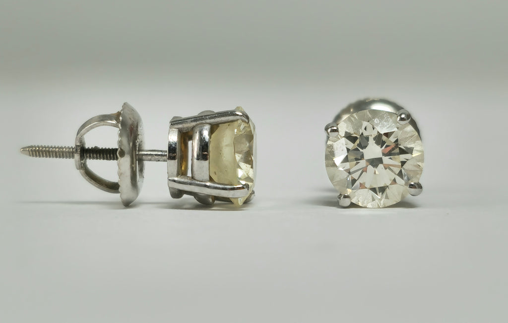 GIA Certified 2.00 Carat Diamond Studs in White Gold - Pristine Diamonds