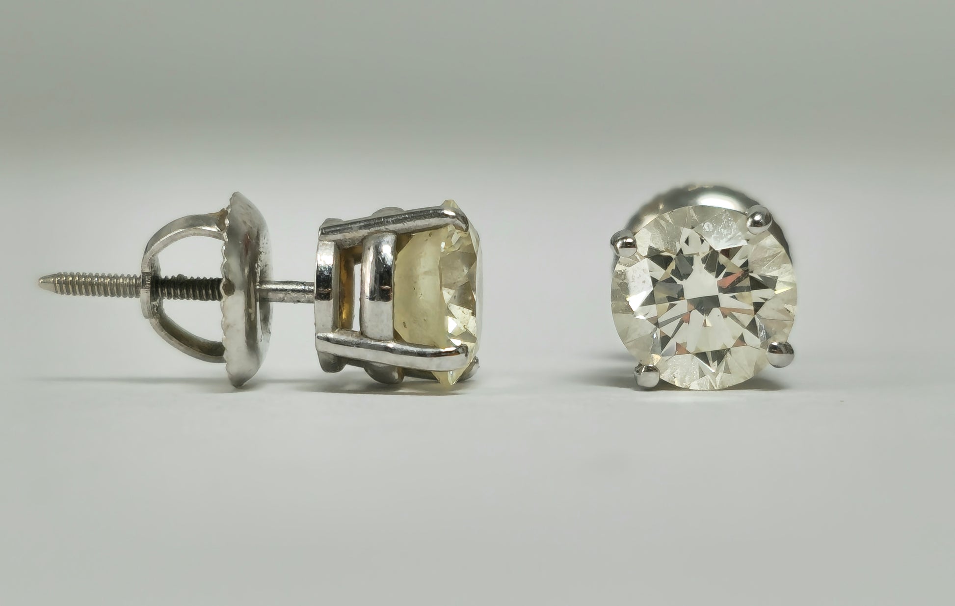 GIA Certified 2.00 Carat Diamond Studs in White Gold - Pristine Diamonds