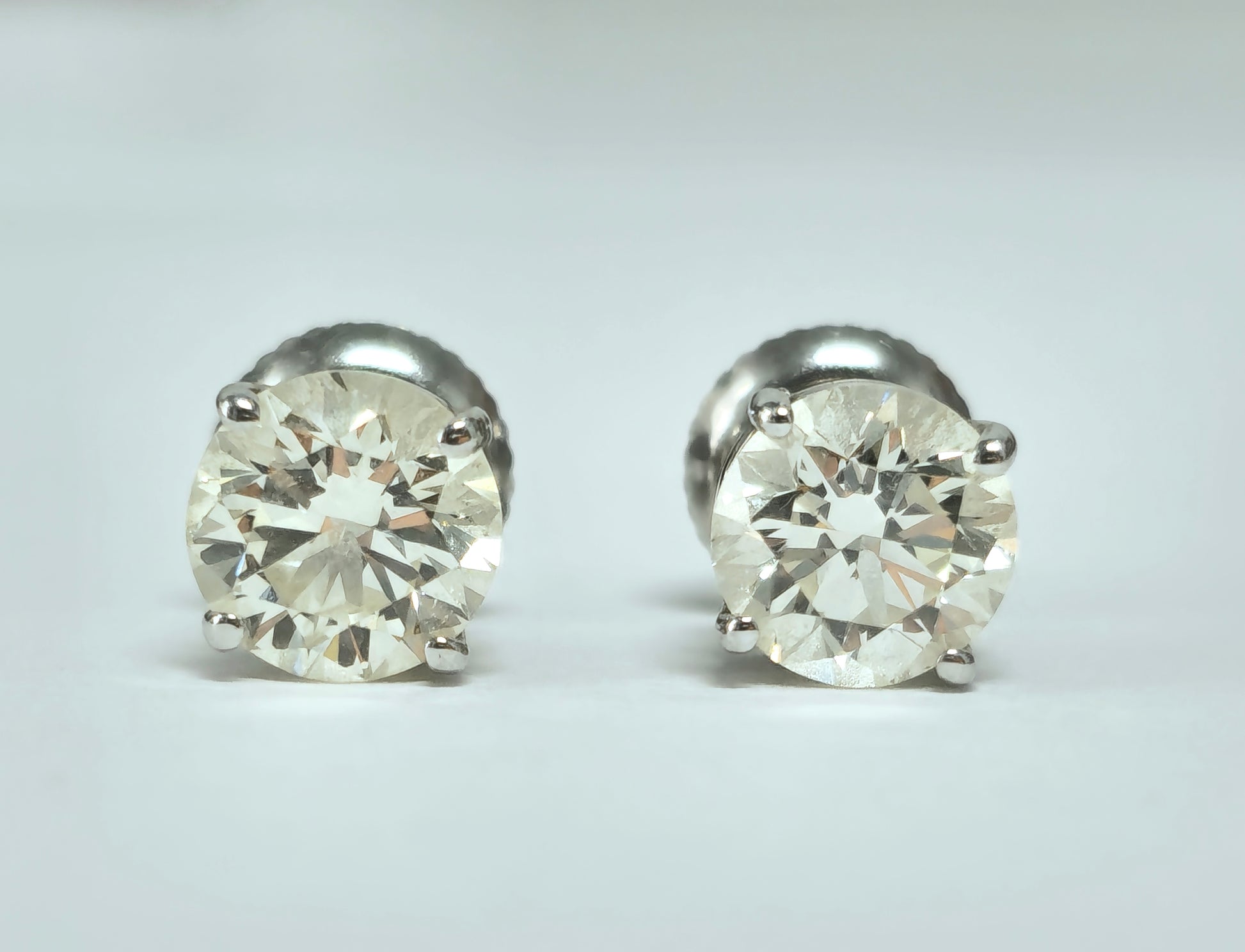 GIA Certified 2.00 Carat Diamond Studs in White Gold - Pristine Diamonds