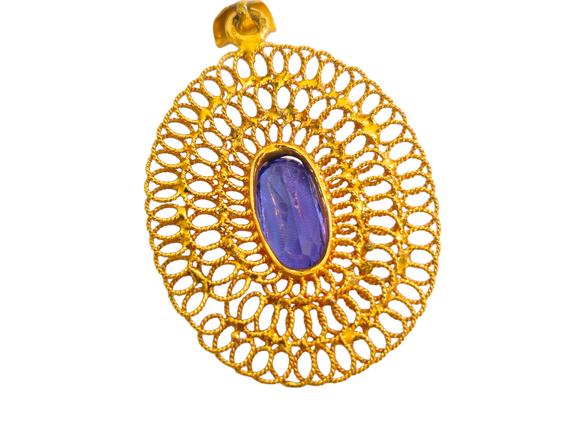 Rare Middle Eastern 3 Carat Tanzanite Pendant in 20k Gold