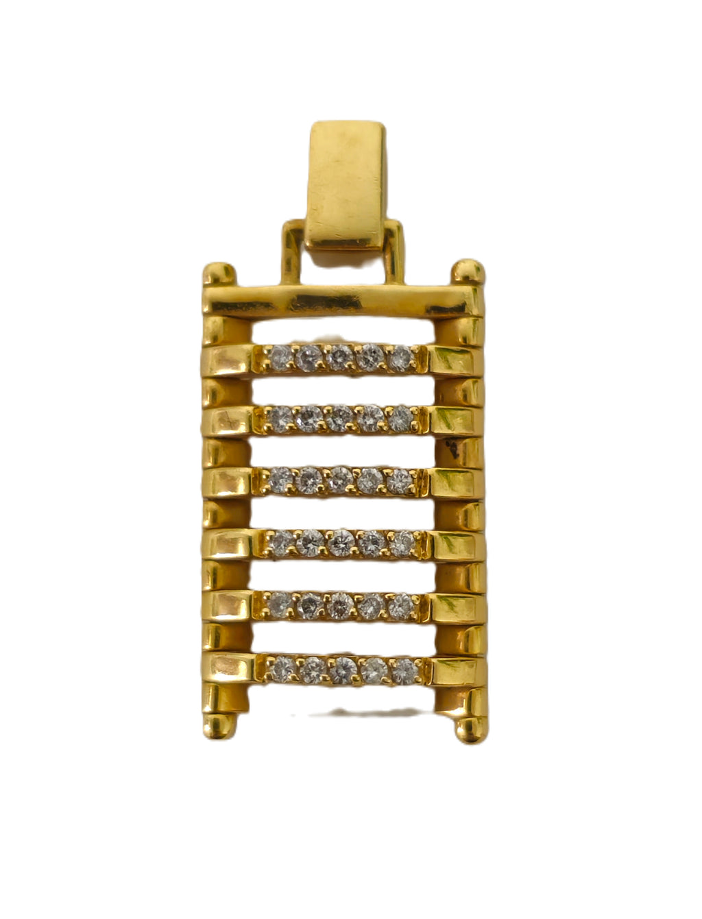 Natural ivory and diamond pendant in 18k gold featuring modern design, by Prince The Jeweler.