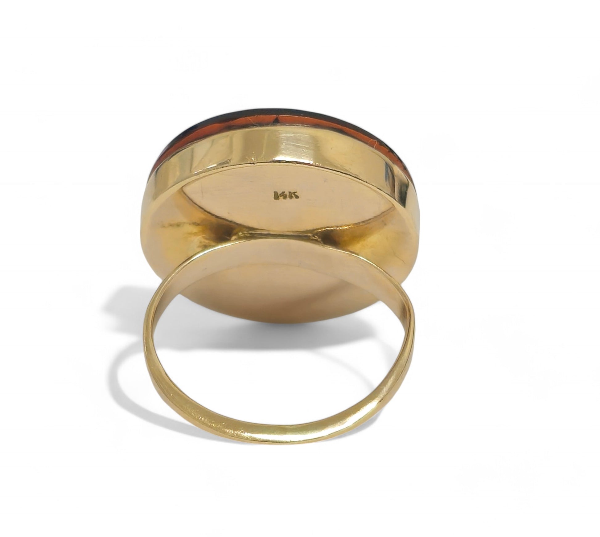 14k yellow gold black agate cameo ring for women featuring detailed carved portrait, elegant jewelry by Prince The Jeweler