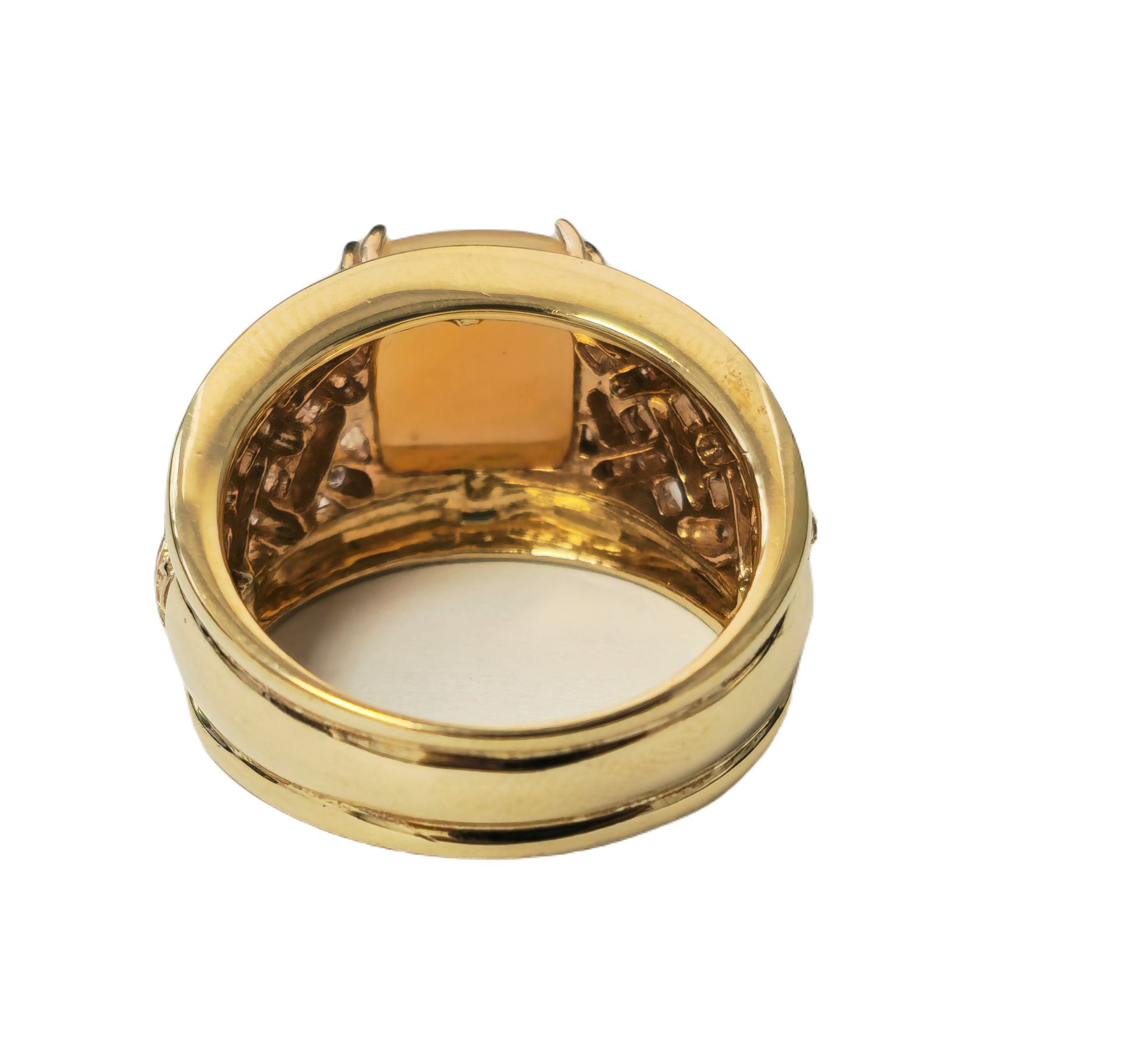 Women's modern pink opal and diamond engagement ring featuring a 5.70 carat pink opal gemstone, crafted by Prince The Jeweler.