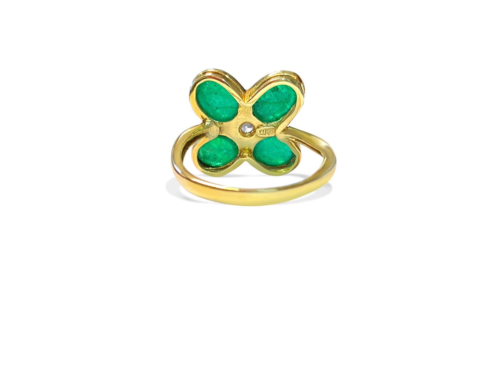 18K gold ring featuring an 8.50 CT emerald surrounded by diamonds, crafted by Prince The Jeweler.