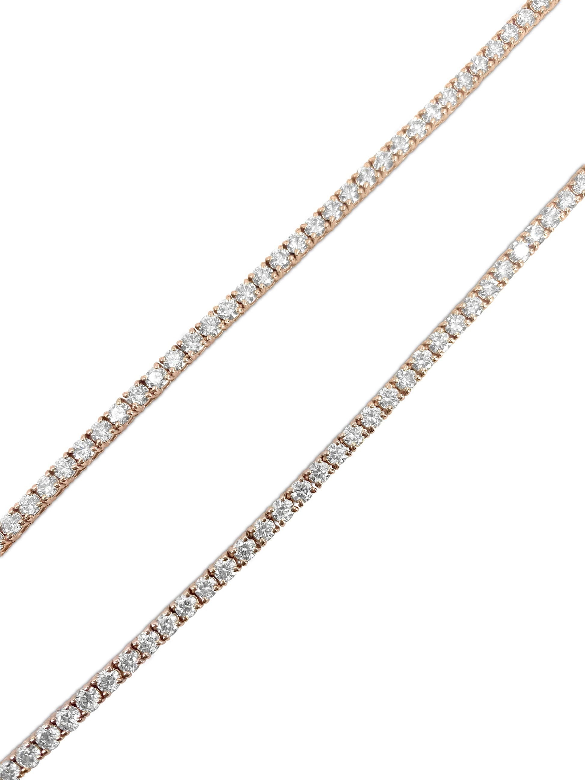 18ct Diamond Tennis Necklace. VVS Diamonds in 10k Gold