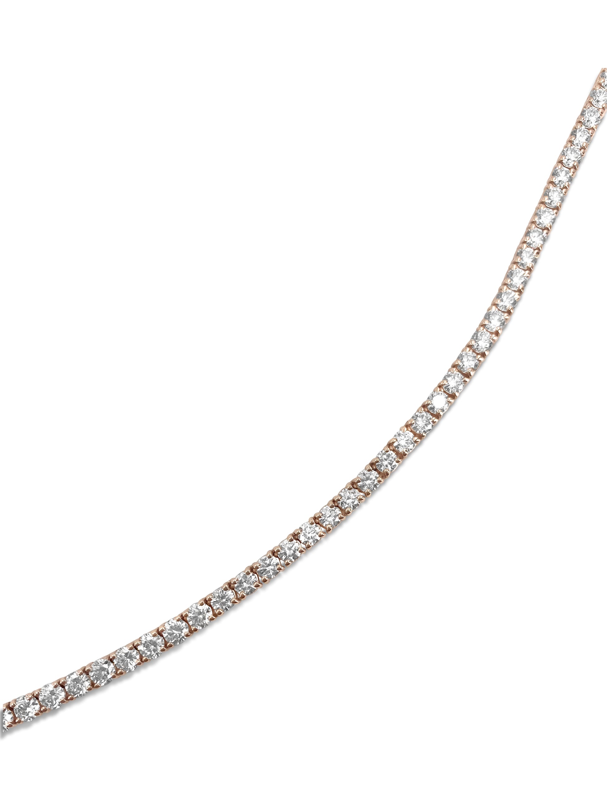 18ct Diamond Tennis Necklace. VVS Diamonds in 10k Gold