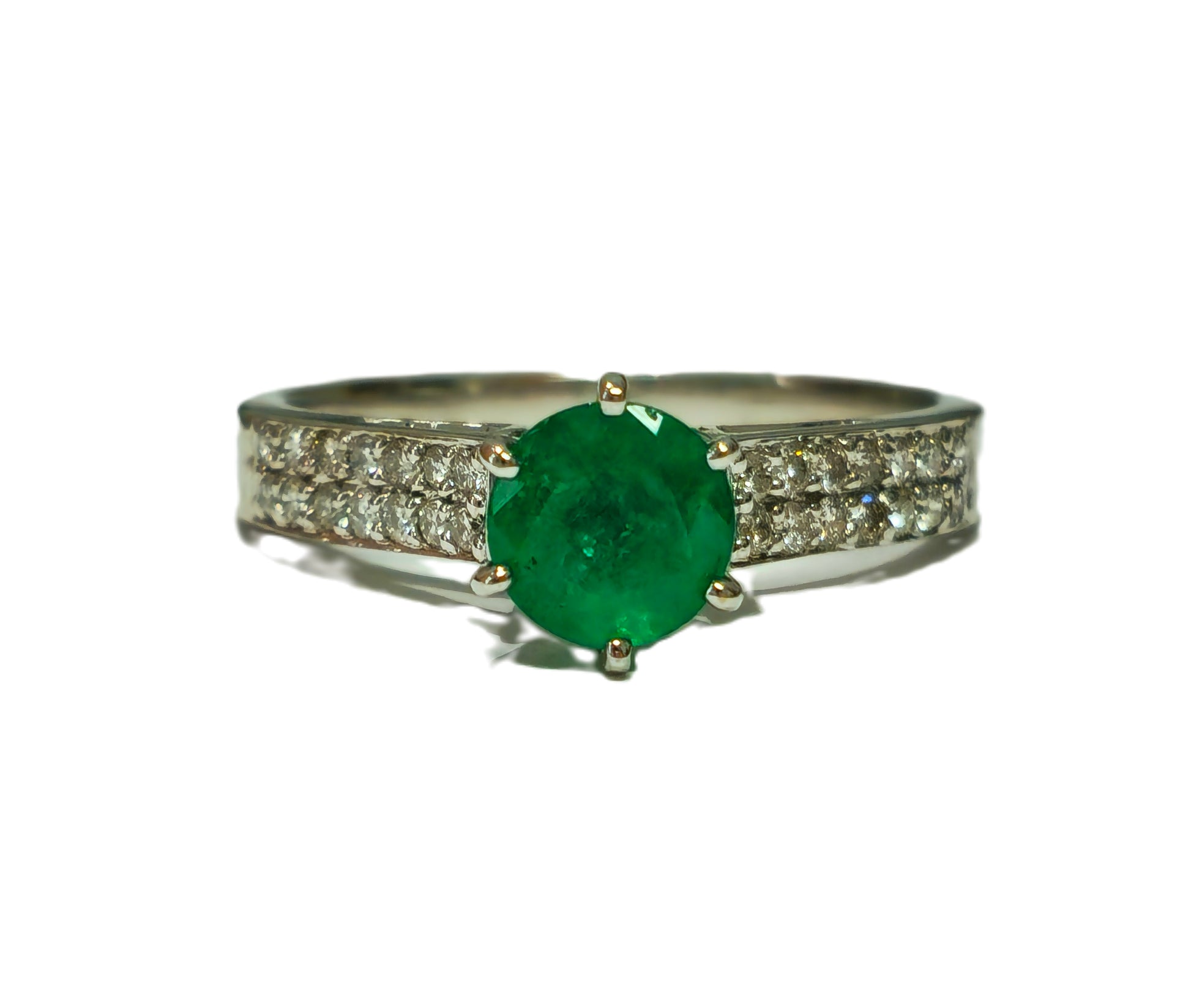14K gold, 0.50 carat Colombian Emerald and Diamond Ring - Pristine Diamonds