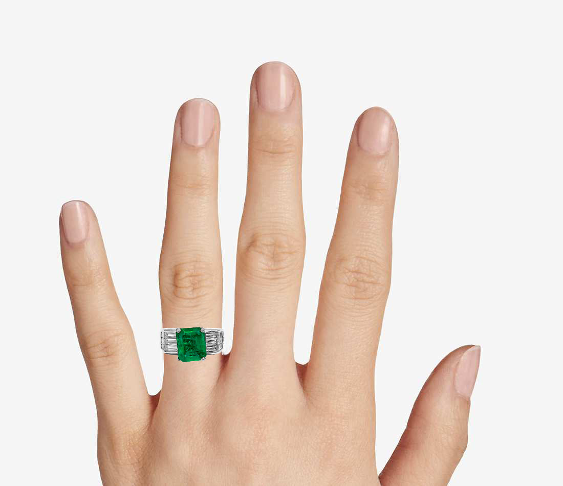 Vintage 2.50ct natural emerald and diamond ring featuring a detailed design, crafted by Prince The Jeweler.
