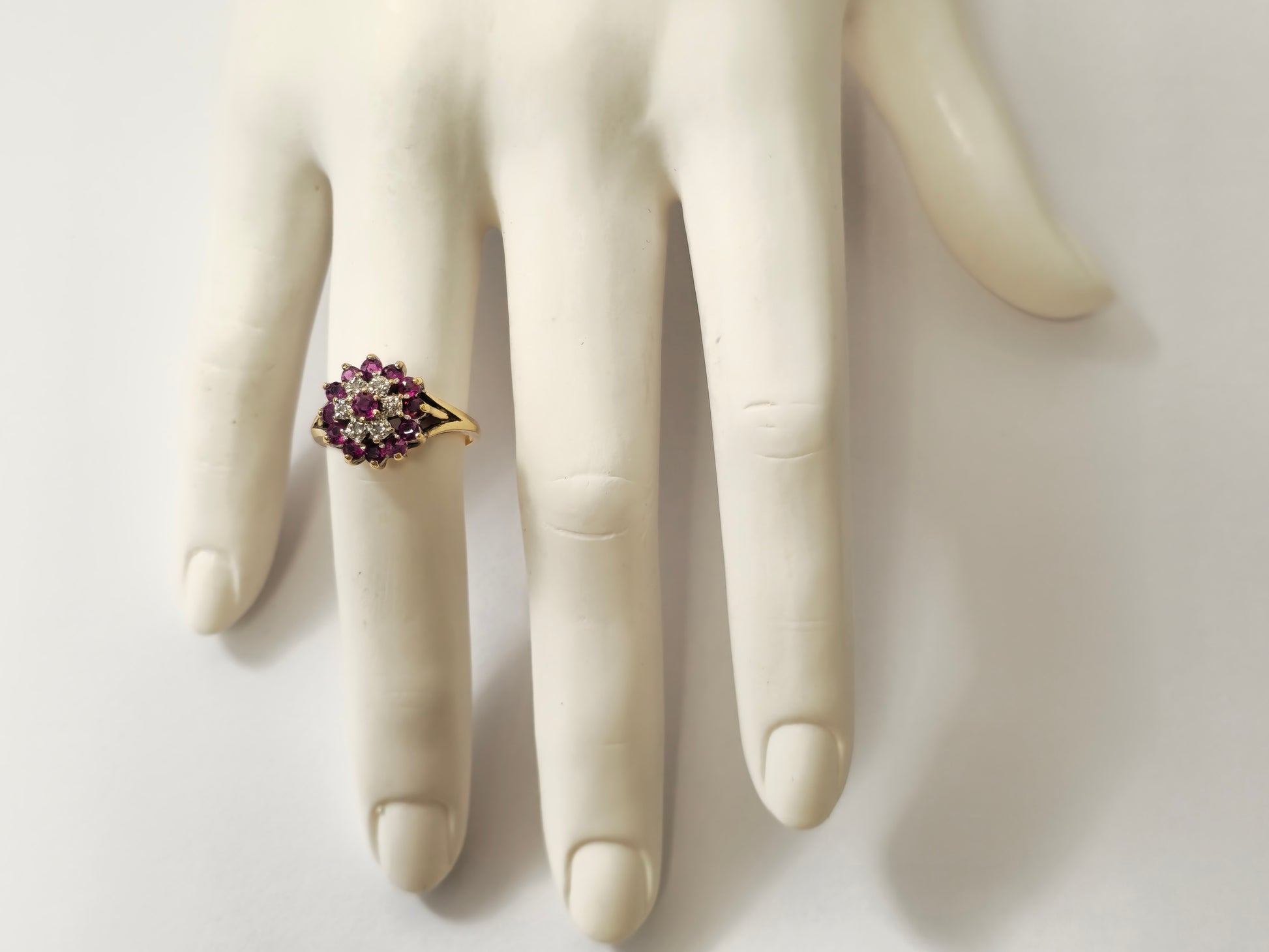 Vintage Natural 1.20 Carat Ruby & Diamond Cocktail Ring in 14k yellow gold - Pristine Diamonds