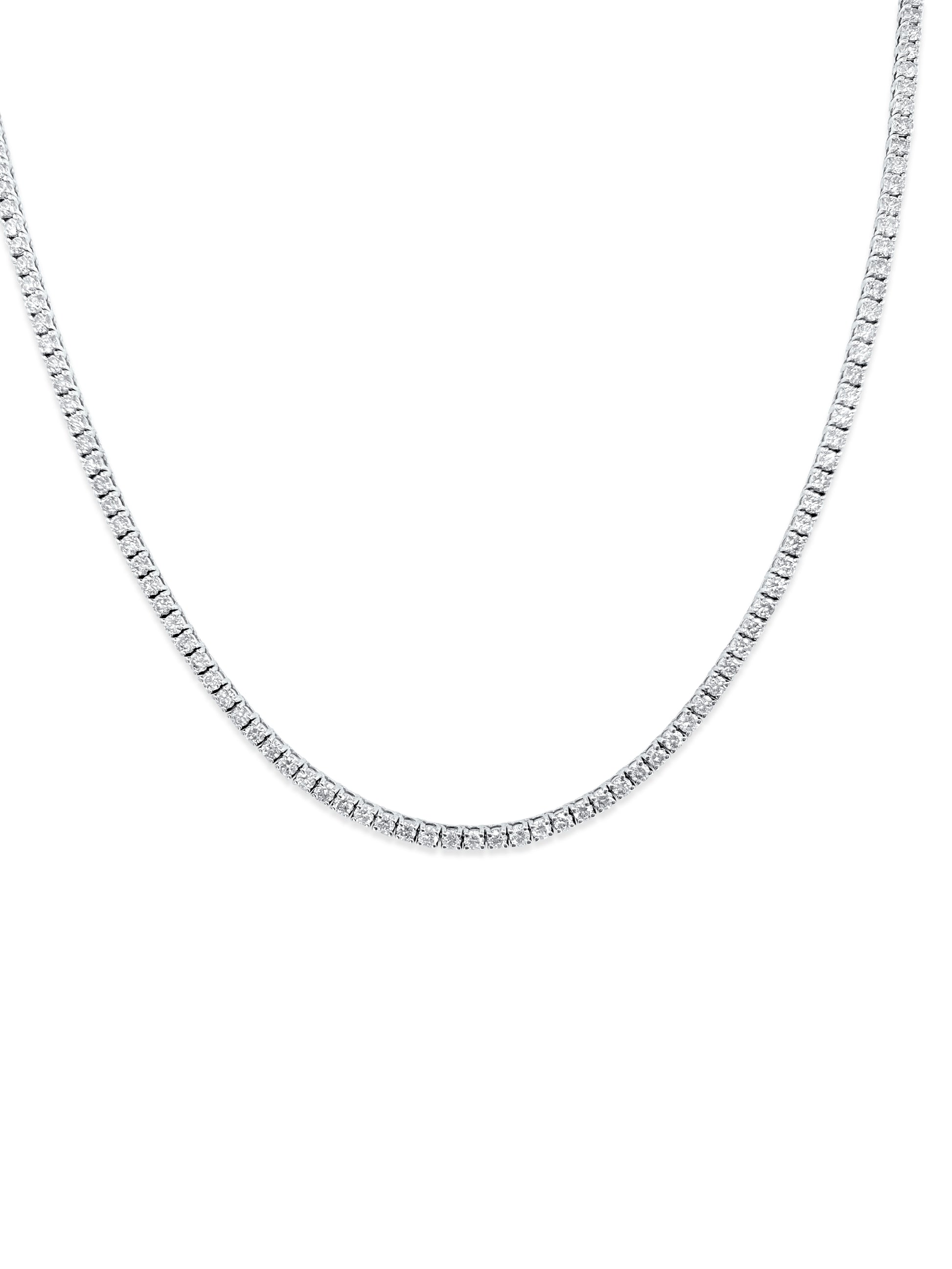 11.50ct VVS Diamond Tennis Necklace in 14k Gold
