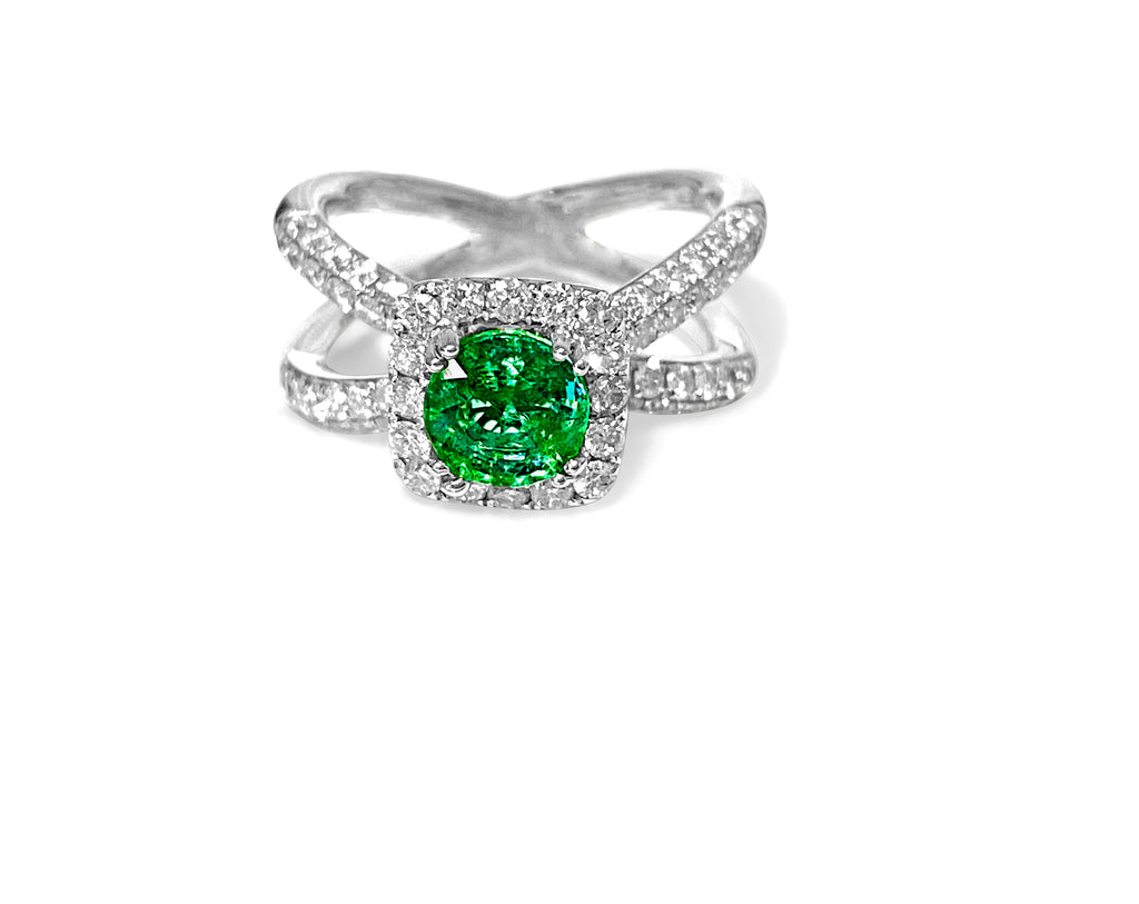 3.00ct Diamond Natural Emerald Ring 18K Gold